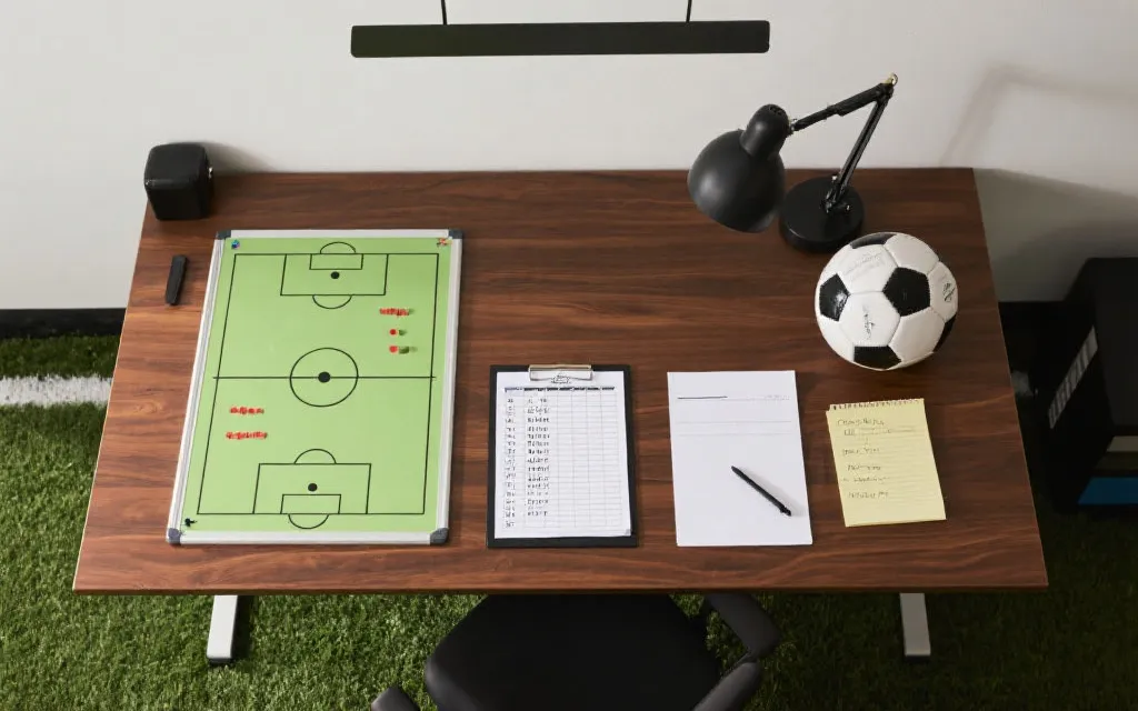 战术分析桌面与赛程表，象征比赛研判框架